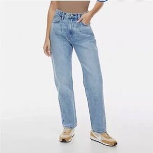 Aritzia Denim Forum The Anita Super High Loose Blue Jeans Size 24 Pleated Cotton